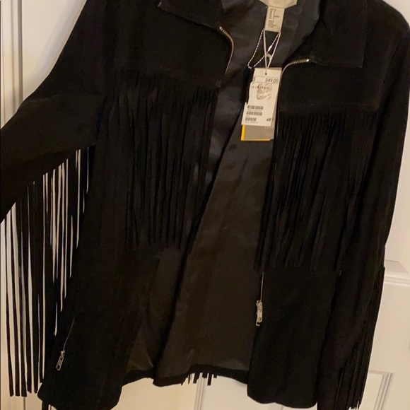 H&M Premium Black Suede Fringe Jacket - Picture 10 of 12